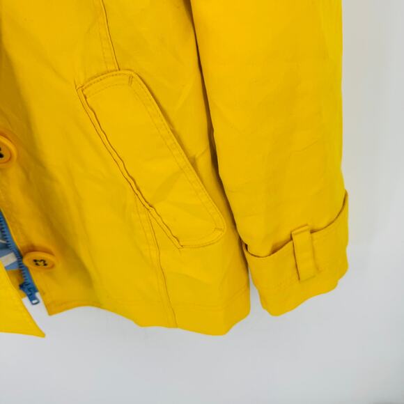 Boden Yellow Hooded Jacket Cotton Striped Lining Button Zip Front Size 2 - Picture 9 of 10